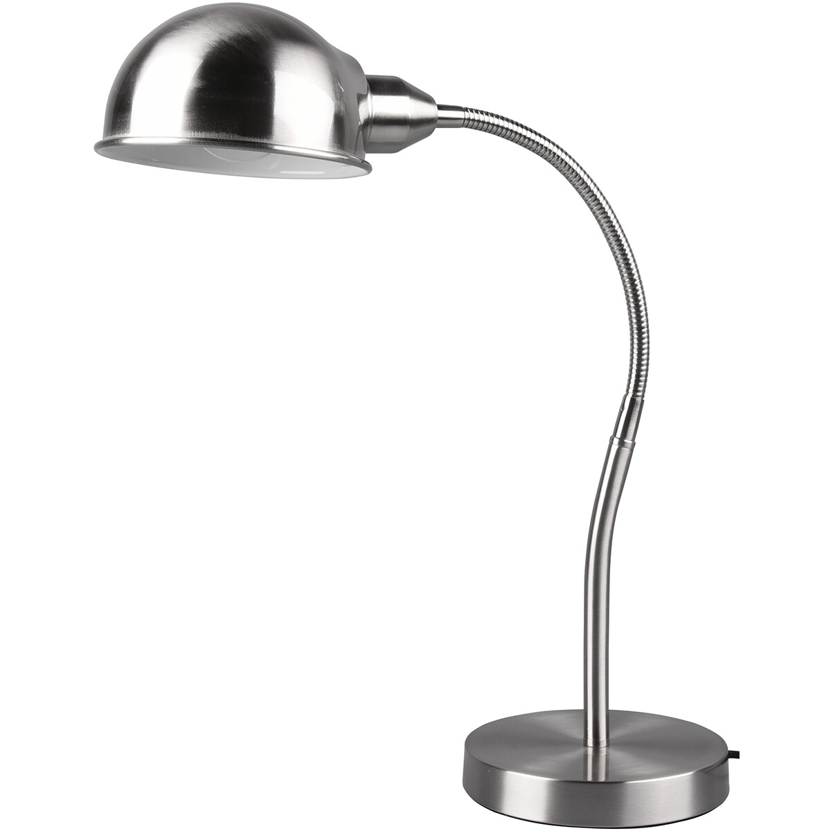 LED Bureaulamp - Tafelverlichting - Trion Pirle - E27 Fitting - Rond - Mat Nikkel - Aluminium