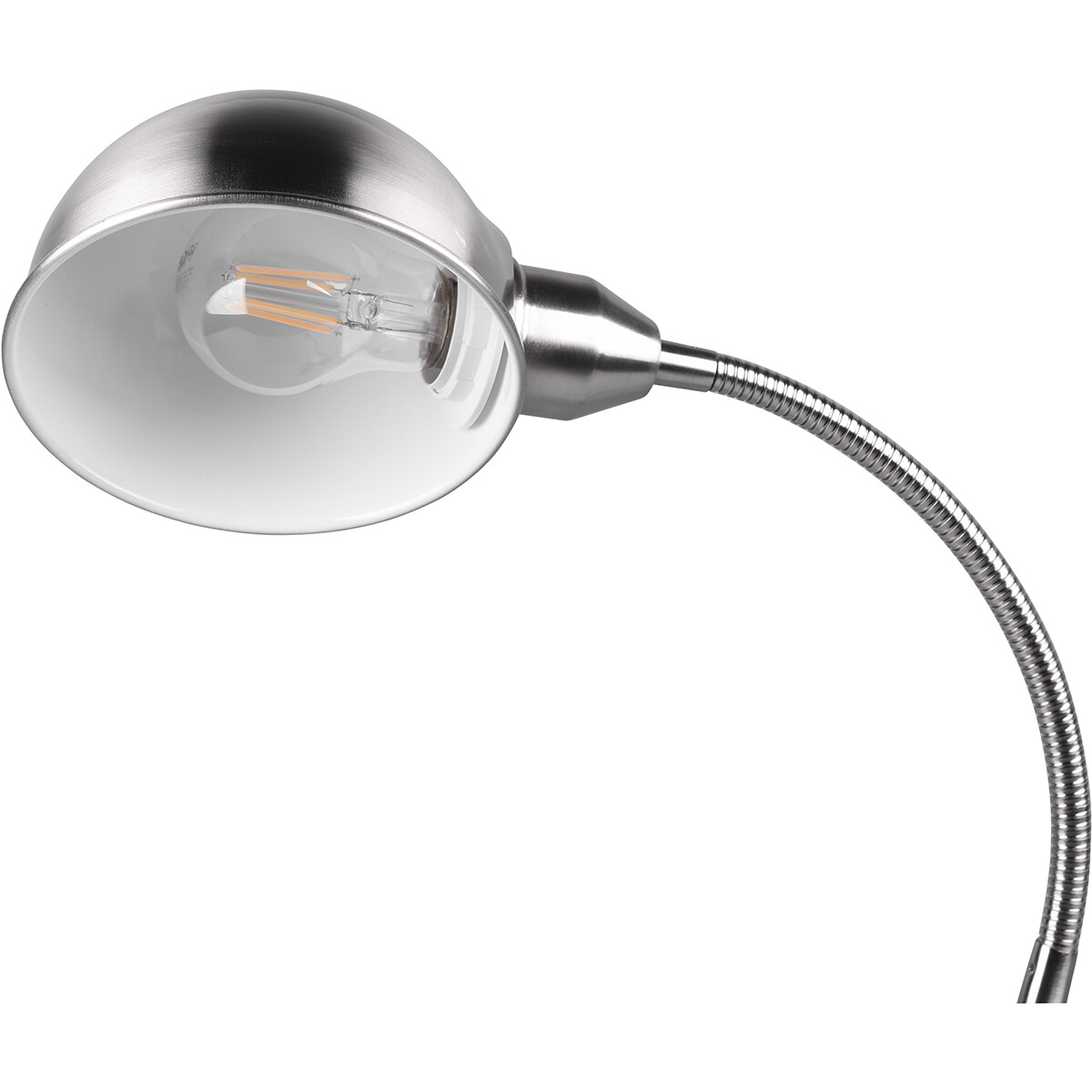 LED Bureaulamp - Tafelverlichting - Trion Pirle - E27 Fitting - Rond - Mat Nikkel - Aluminium