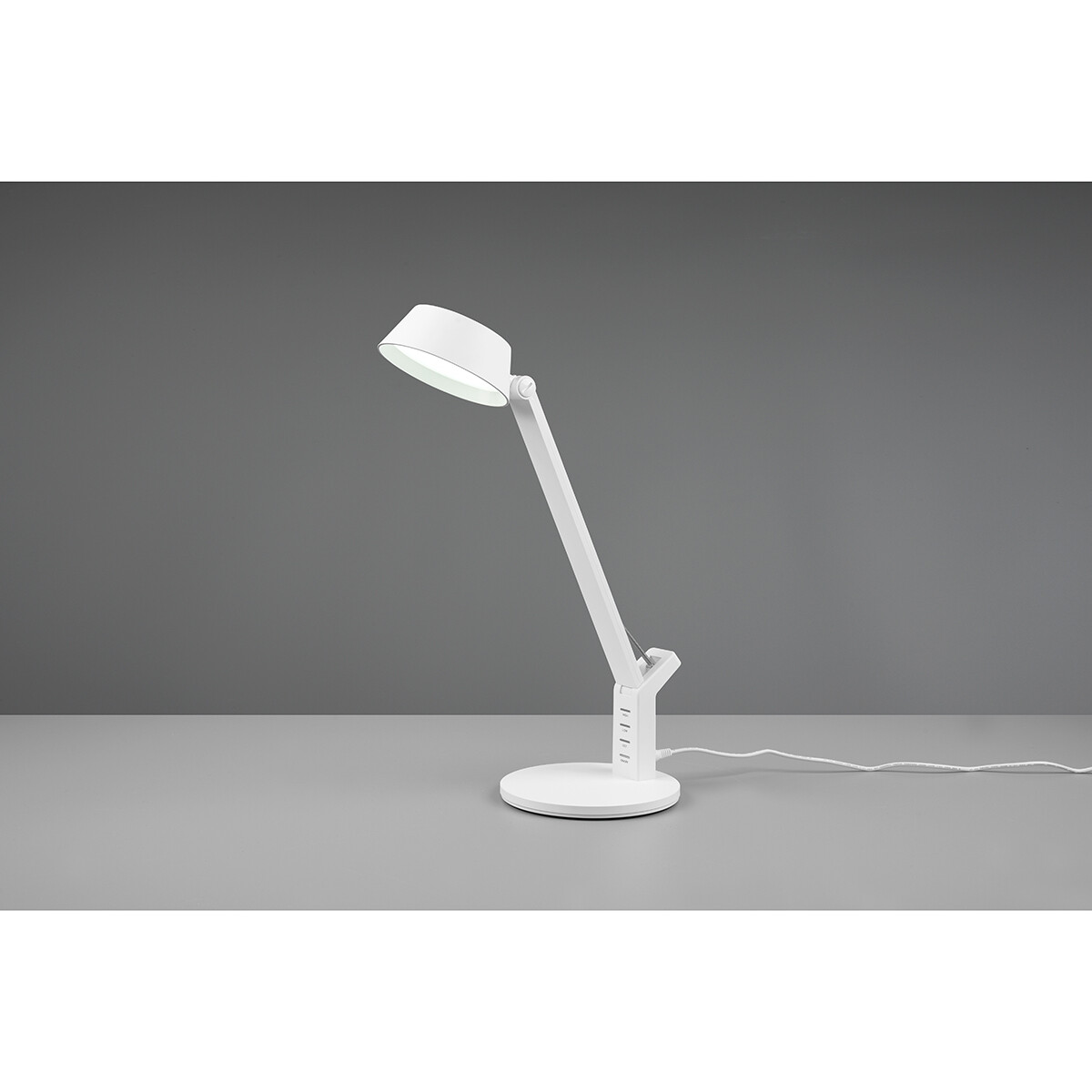 LED Bureaulamp - Trion Avvan - 5W - Aanpasbare Kleur - USB Oplaadbaar - Dimbaar - Rond - Mat Wit - Kunststof