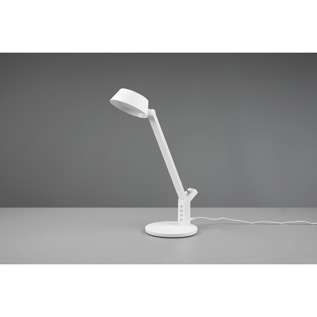 LED Bureaulamp - Trion Avvan - 5W - Aanpasbare Kleur - USB Oplaadbaar - Dimbaar - Rond - Mat Wit - Kunststof