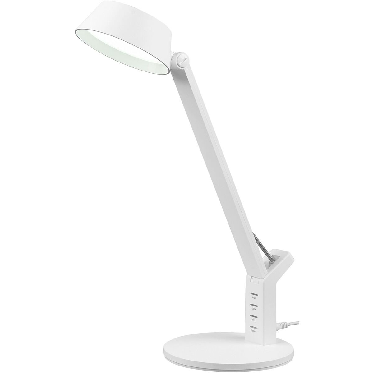 LED Bureaulamp - Trion Avvan - 5W - Aanpasbare Kleur - USB Oplaadbaar - Dimbaar - Rond - Mat Wit - Kunststof