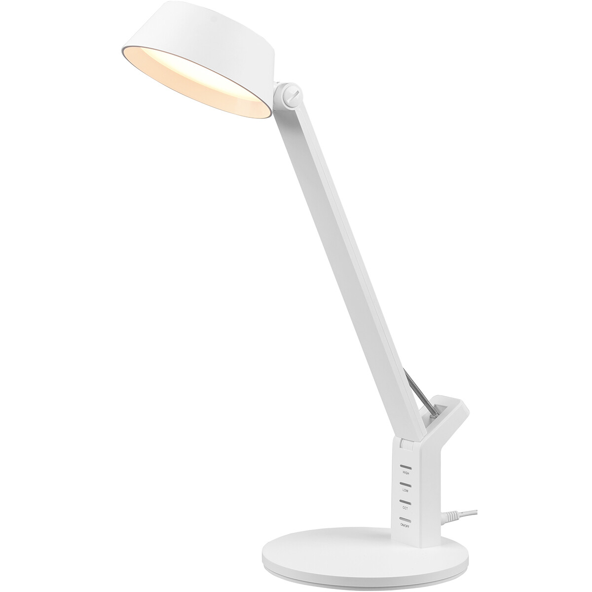 LED Bureaulamp - Trion Avvan - 5W - Aanpasbare Kleur - USB Oplaadbaar - Dimbaar - Rond - Mat Wit - Kunststof