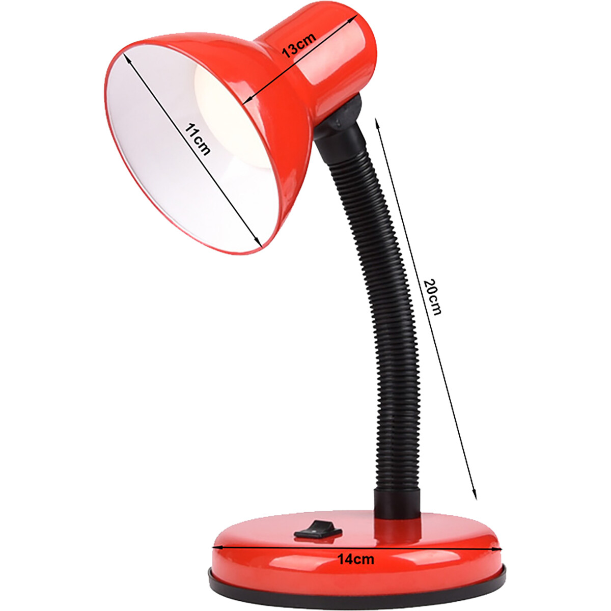 LED Bureaulamp - Velvin Brin - E27 Fitting - Aan/Uit Schakelaar - Flexibele Arm - Rood