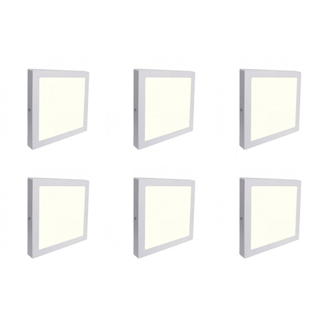 LED Downlight 6 Pack - Opbouw Vierkant 12W - Natuurlijk Wit 4200K - Mat Wit Aluminium - 170mm