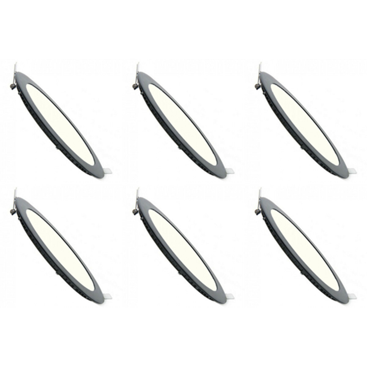 LED Downlight Slim 6 Pack - Inbouw Rond 6W - Dimbaar - Natuurlijk Wit 4200K - Mat Zwart Aluminium - Ø120mm