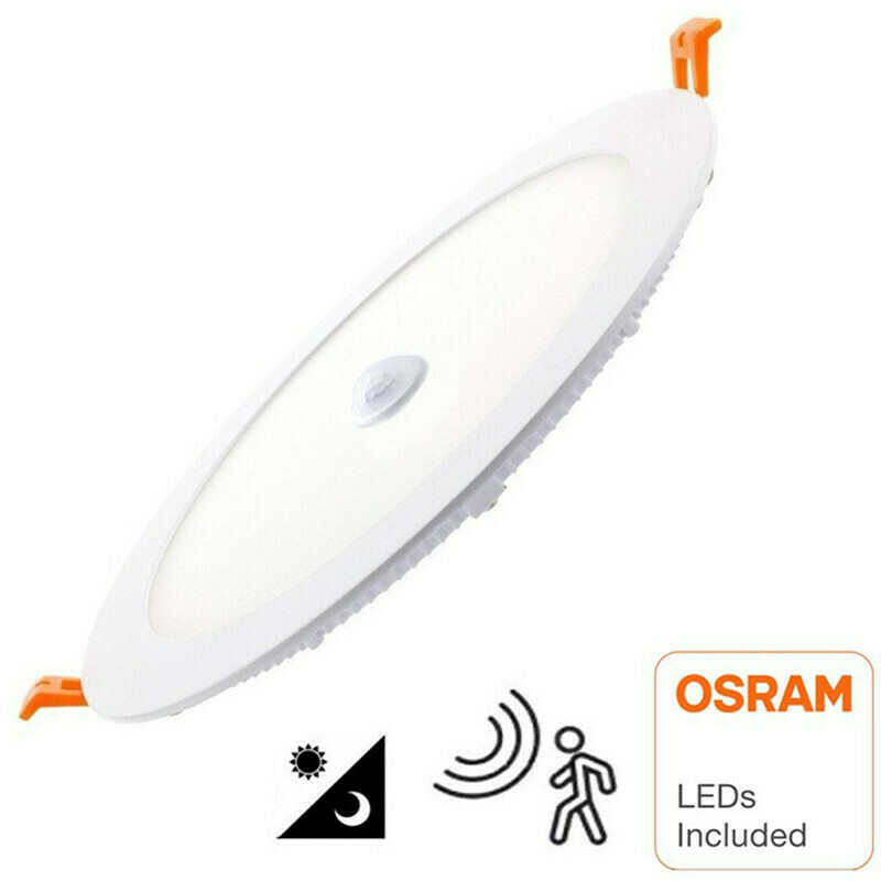 LED Downlight Slim - Facto Dury - PIR Bewegingssensor 360° + Dag en Nacht Sensor - 18W - Warm Wit 2700K - Inbouw - Rond - Mat Wit - OSRAM LEDs