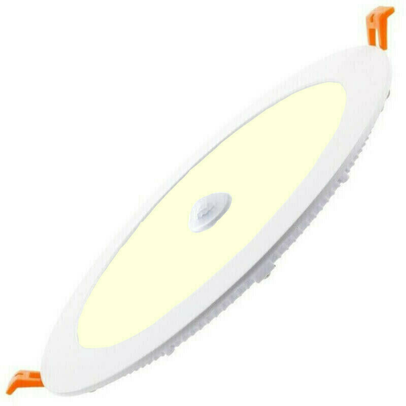 LED Downlight Slim - Facto Dury - PIR Bewegingssensor 360° + Dag en Nacht Sensor - 18W - Warm Wit 2700K - Inbouw - Rond - Mat Wit - OSRAM LEDs