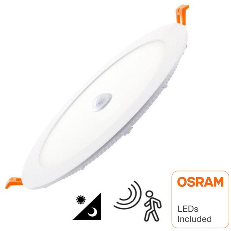 LED Downlight Slim - Facto Dury - PIR Bewegingssensor 360° + Dag en Nacht Sensor - 20W - Helder/Koud Wit 5700K - Inbouw - Rond - Mat Wit - OSRAM LEDs