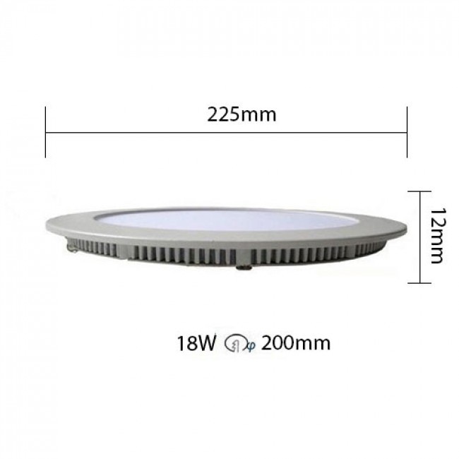 LED Downlight Slim - Inbouw Rond 18W - Dimbaar - Helder/Koud Wit 6400K - Mat Wit Aluminium - Ø225mm