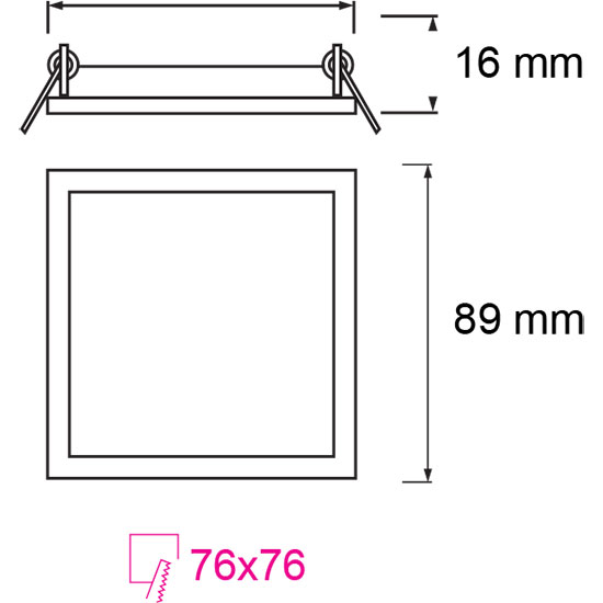 LED Downlight Slim 2 Pack - Inbouw Vierkant 3W - Helder/Koud Wit 6400K - Mat Wit Aluminium - 89mm