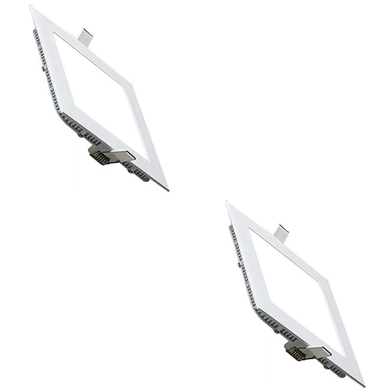 LED Downlight Slim 2 Pack - Inbouw Vierkant 3W - Helder/Koud Wit 6400K - Mat Wit Aluminium - 89mm