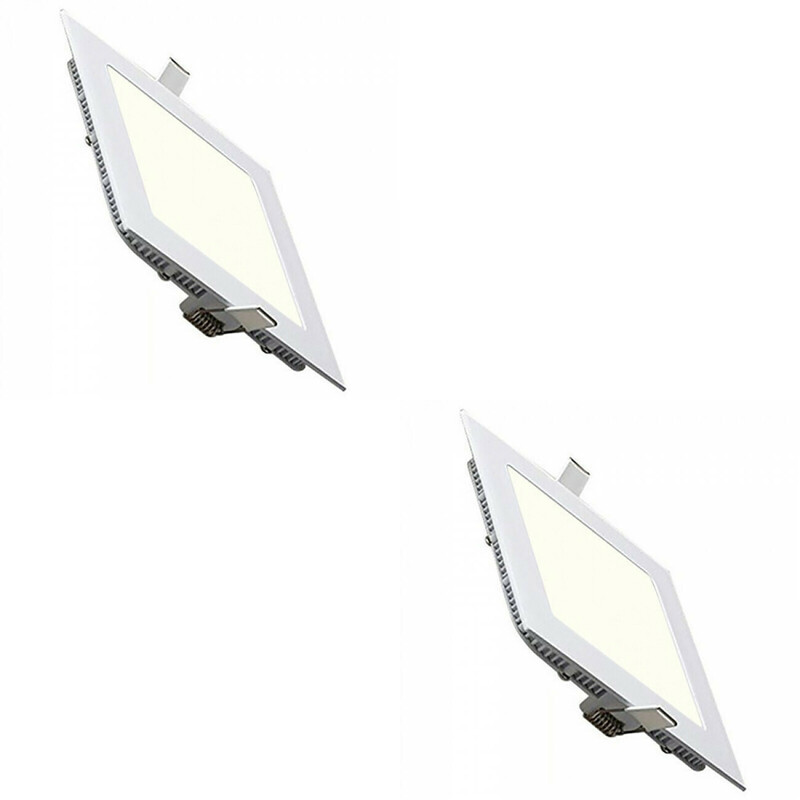 LED Downlight Slim 2 Pack - Inbouw Vierkant 3W - Natuurlijk Wit 4200K - Mat Wit Aluminium - 89mm