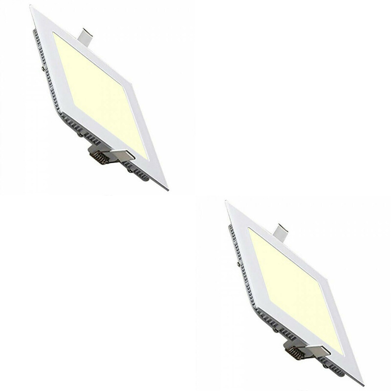 LED Downlight Slim 2 Pack - Inbouw Vierkant 3W - Warm Wit 2700K - Mat Wit Aluminium - 89mm