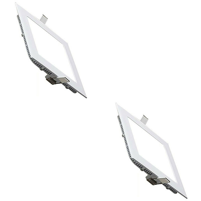 LED Downlight Slim 2 Pack - Inbouw Vierkant 6W - Helder/Koud Wit 6400K - Mat Wit Aluminium - 113.5mm