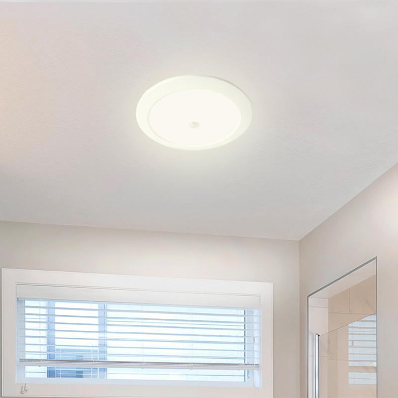 LED Downlight Slim - Aigi - PIR Bewegingssensor 360° - Inbouw Rond 12W - Helder/Koud Wit 6000K - Mat Wit - Ø170mm