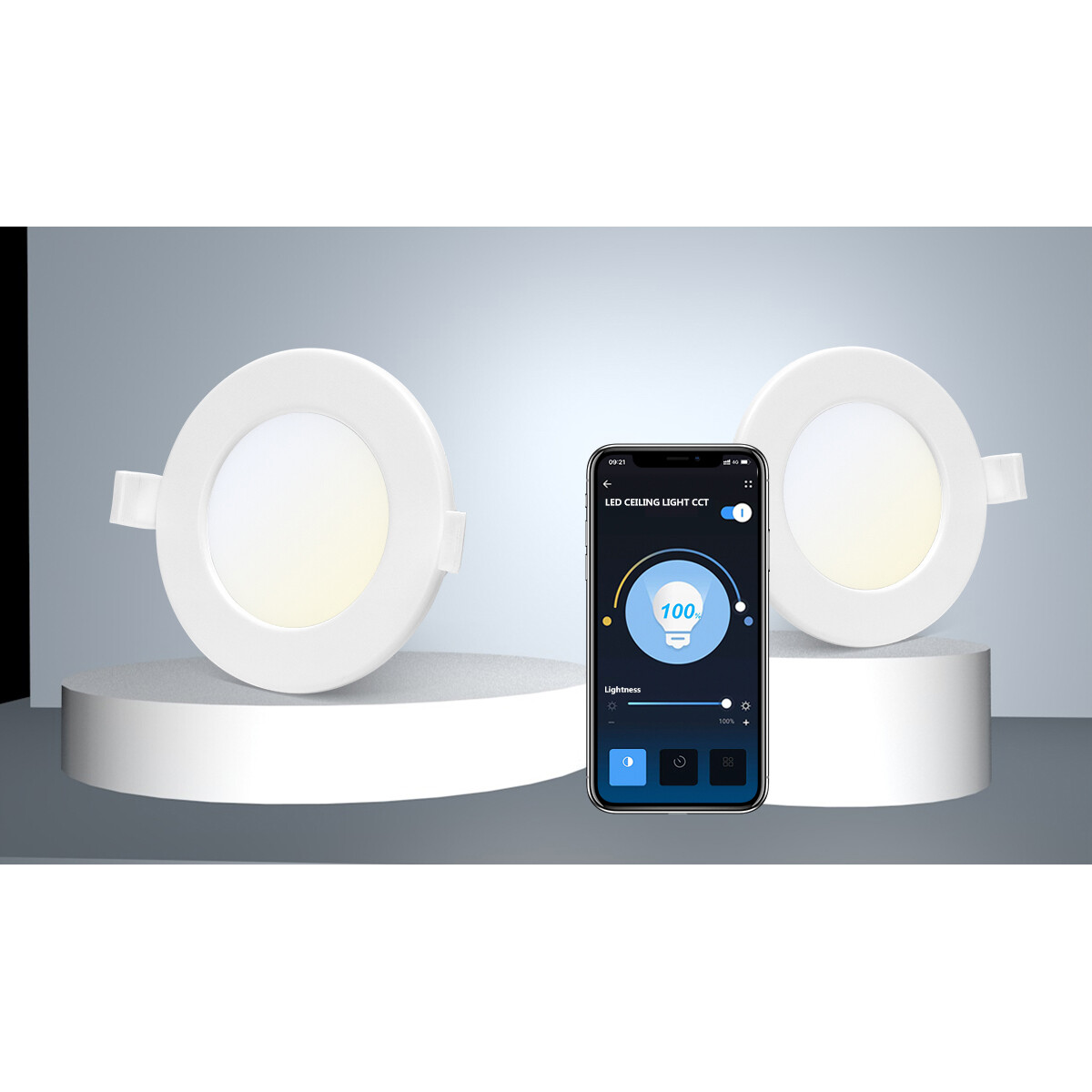 LED Downlight - Smart LED - Wifi LED - Slimme LED - Aigi Zumba - 6W - Aanpasbare Kleur - Inbouw Rond - Mat Wit - Aluminium - Ø115mm