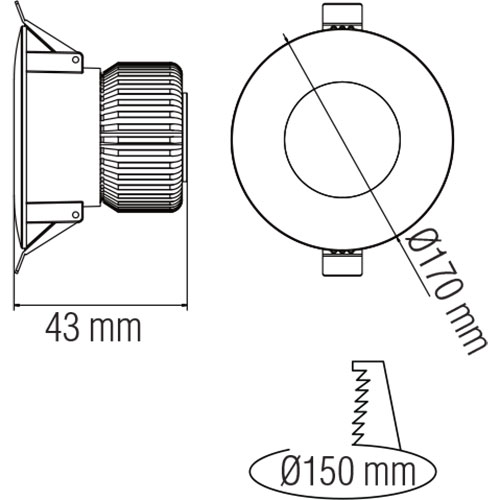 LED Downlight - Verona - Inbouw Rond 15W - Helder/Koud Wit 6400K - Mat Wit Aluminium - Ø170mm