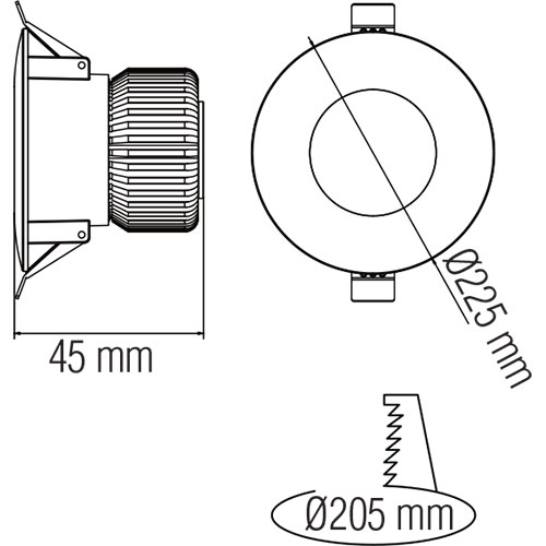 LED Downlight - Verona - Inbouw Rond 30W - Helder/Koud Wit 6400K - Mat Wit Aluminium - Ø225mm