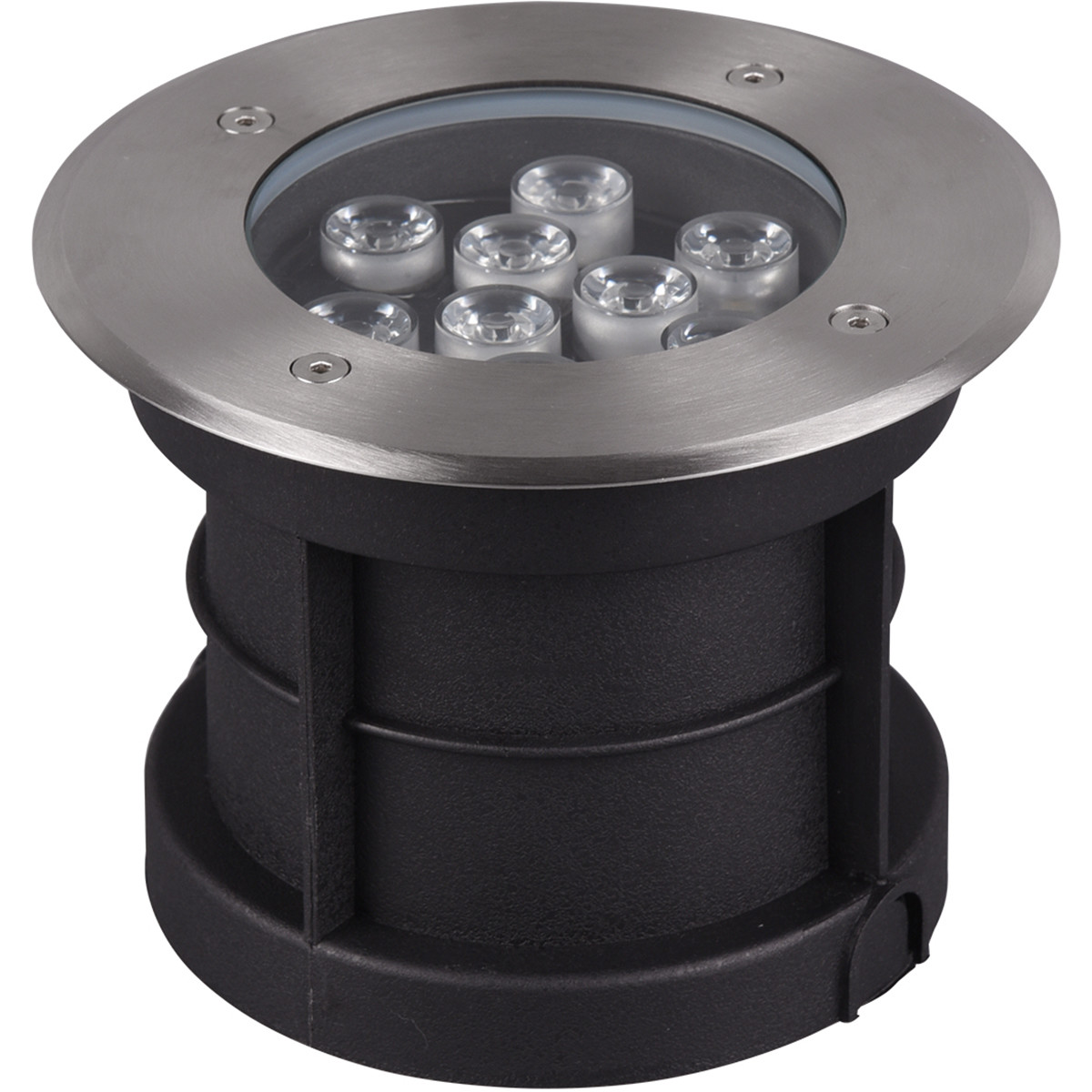 LED Grondspot - Trion Baliyi - Inbouw Rond - 9W - Waterdicht IP65 - Warm Wit 3000K - Mat Nikkel - RVS