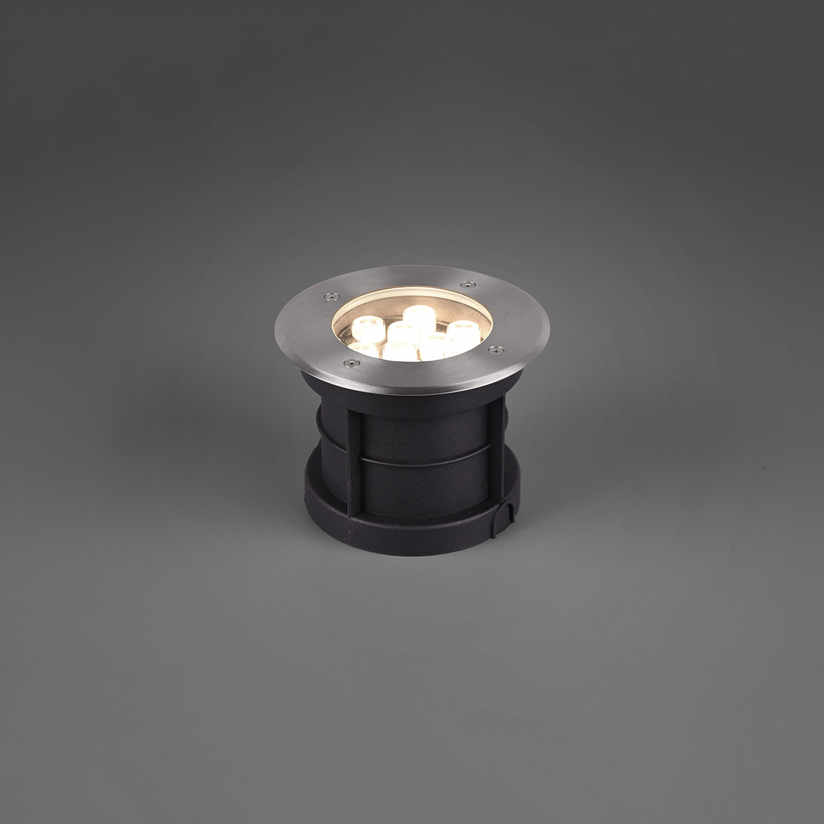 LED Grondspot - Trion Baliyi - Inbouw Rond - 9W - Waterdicht IP65 - Warm Wit 3000K - Mat Nikkel - RVS