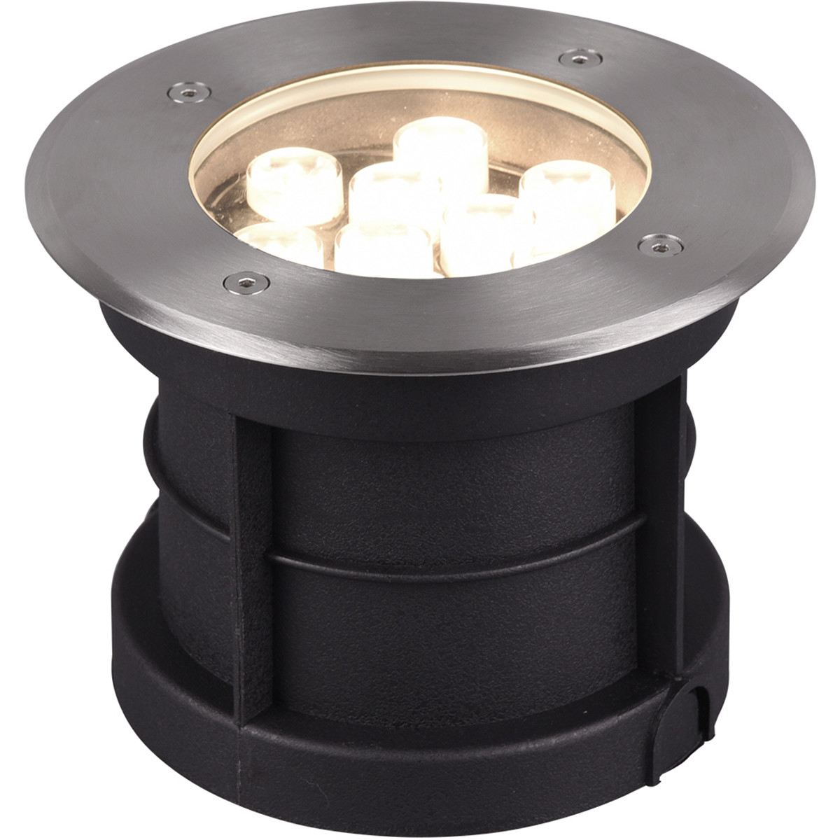 LED Grondspot - Trion Baliyi - Inbouw Rond - 9W - Waterdicht IP65 - Warm Wit 3000K - Mat Nikkel - RVS