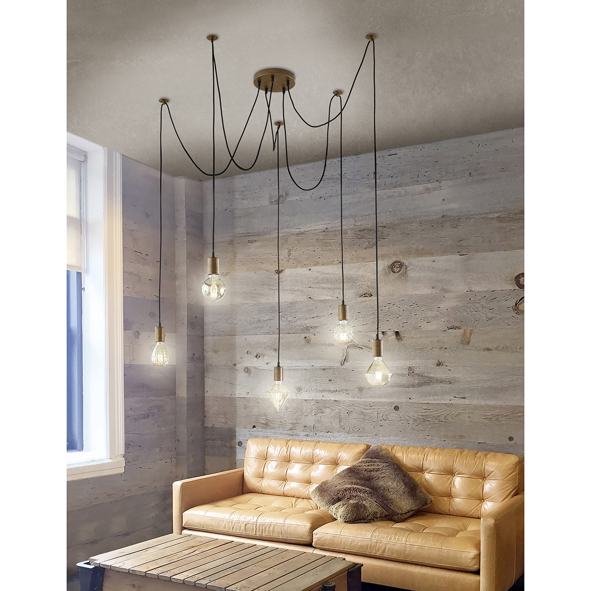 LED Hanglamp - Hangverlichting - Trion Cardino - E27 Fitting - 5-lichts - Rond - Antiek Koper - Aluminium