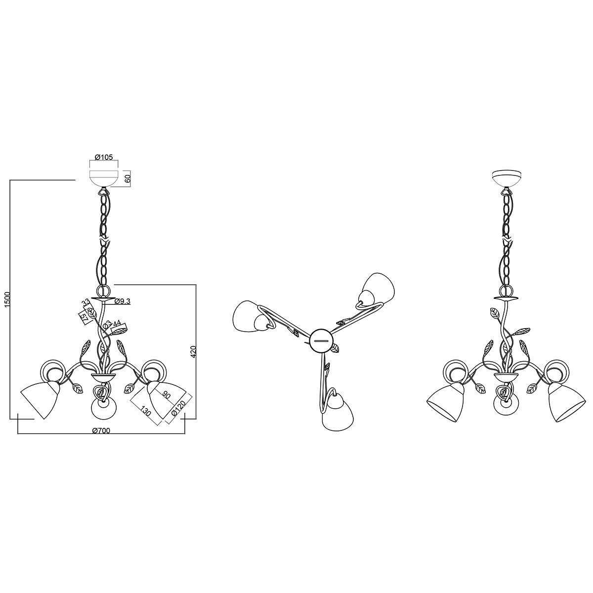 LED Hanglamp - Hangverlichting - Trion Trada - E14 Fitting - 3-lichts - Rond - Antiek Roestkleur - Aluminium