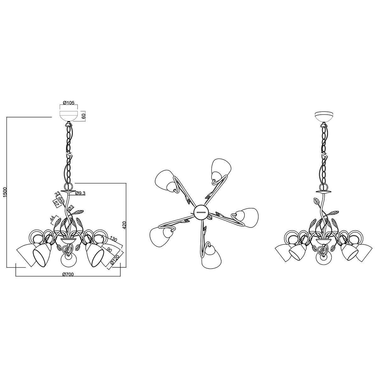 LED Hanglamp - Hangverlichting - Trion Trada - E14 Fitting - 5-lichts - Rond - Antiek Roestkleur - Aluminium