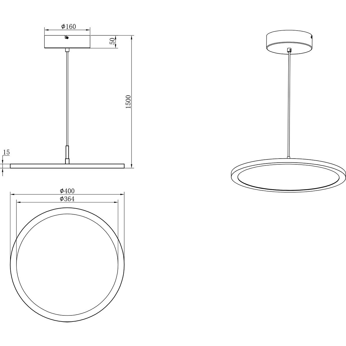 LED Hanglamp - Hangverlichting - Trion Trula - 29W - Natuurlijk Wit 4000K - Dimbaar - Rond - Mat Wit - Aluminium