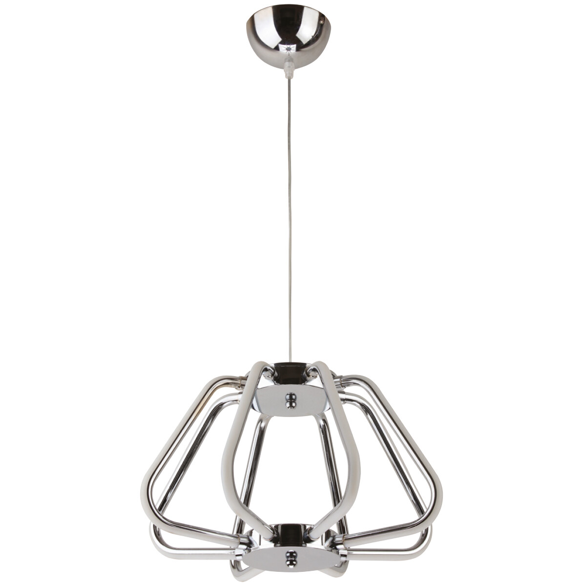 LED Hanglamp - Phoena - Industrieel - 38W - Natuurlijk Wit 4000K - Ovaal - Glans Chroom Aluminium