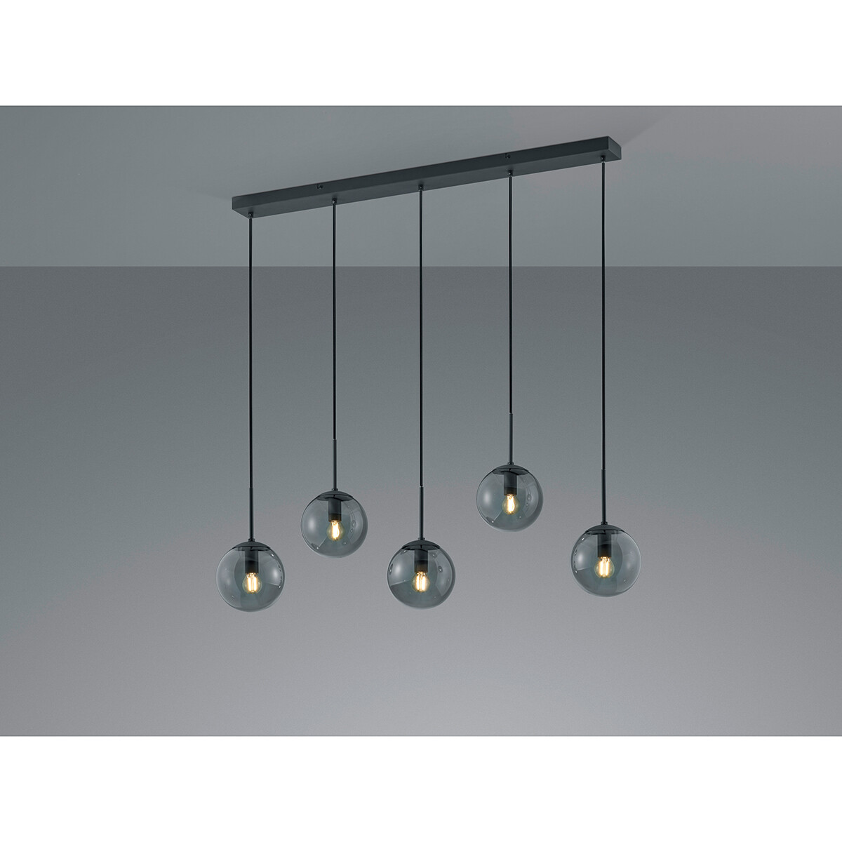 LED Hanglamp - Trion Balina - E14 Fitting - 5-lichts - Rechthoek - Mat Antraciet - Aluminium