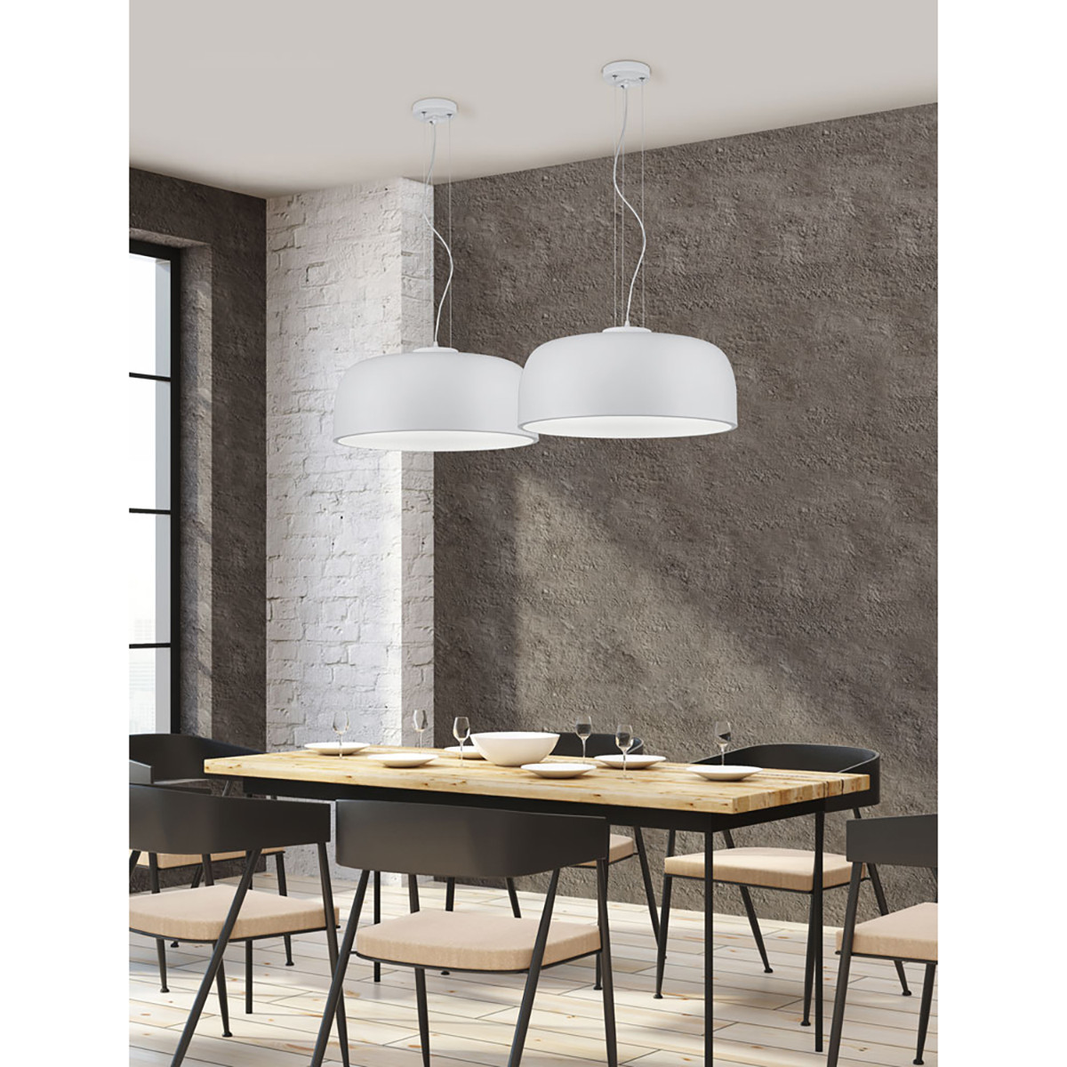 LED Hanglamp - Trion Barnon - E27 Fitting - 4-lichts - Rond - Mat Wit Aluminium