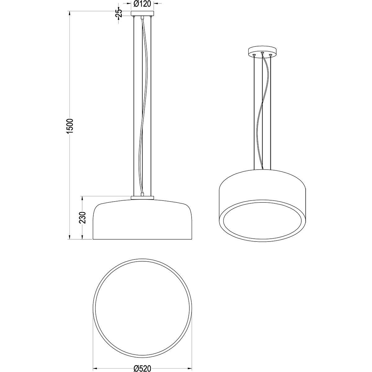 LED Hanglamp - Trion Barnon - E27 Fitting - 4-lichts - Rond - Mat Wit Aluminium