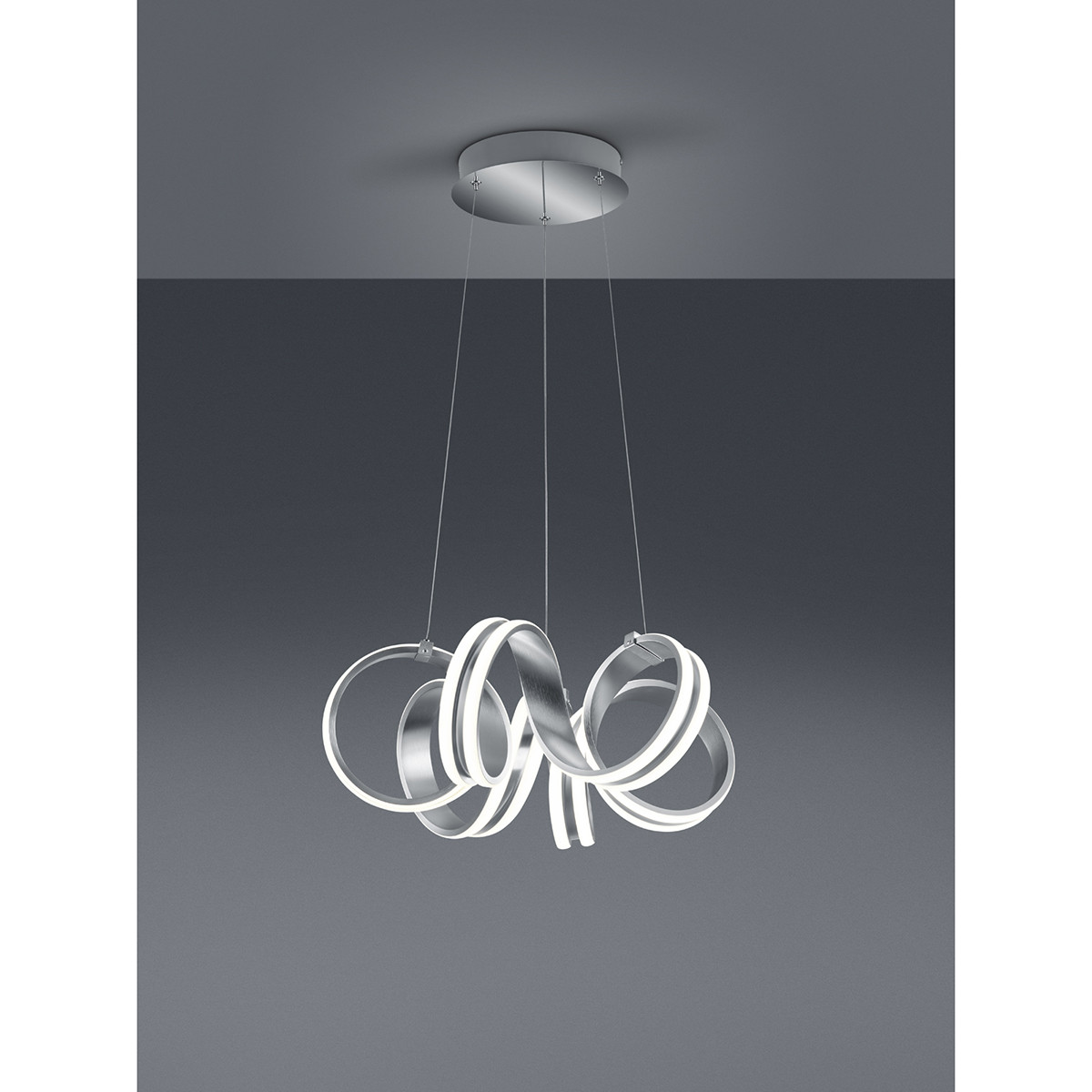 LED Hanglamp - Trion Katra - 38W - Warm Wit 3000K - Dimbaar - Rond - Mat Grijs - Aluminium