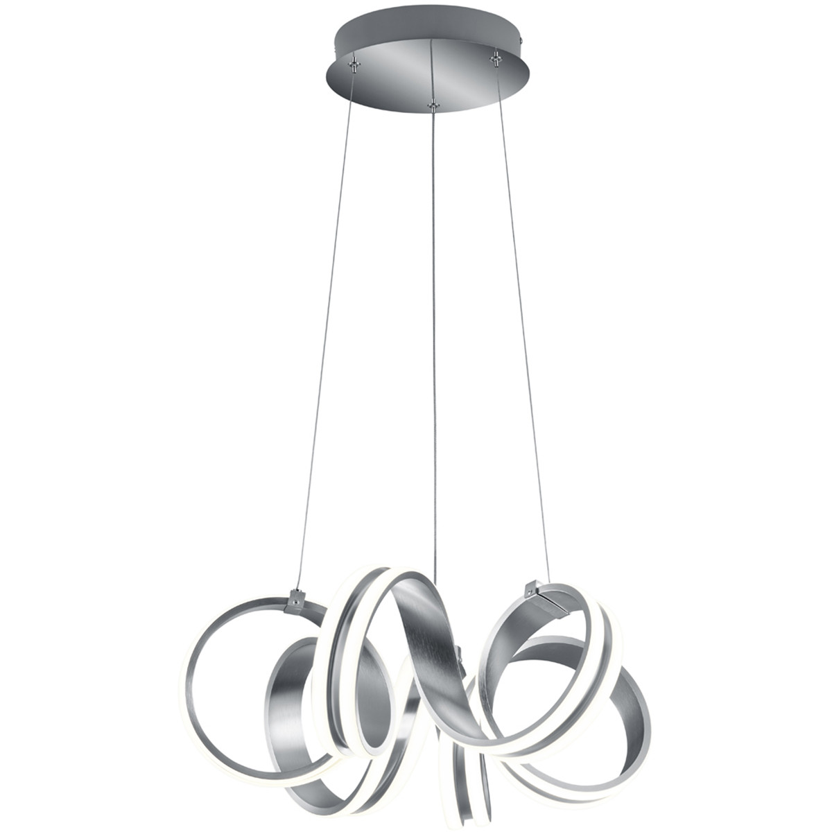 LED Hanglamp - Trion Katra - 38W - Warm Wit 3000K - Dimbaar - Rond - Mat Grijs - Aluminium