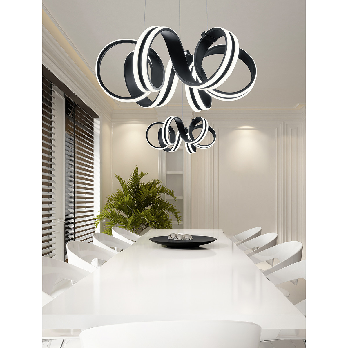 LED Hanglamp - Trion Katra - 38W - Warm Wit 3000K - Dimbaar - Rond - Mat Zwart - Aluminium