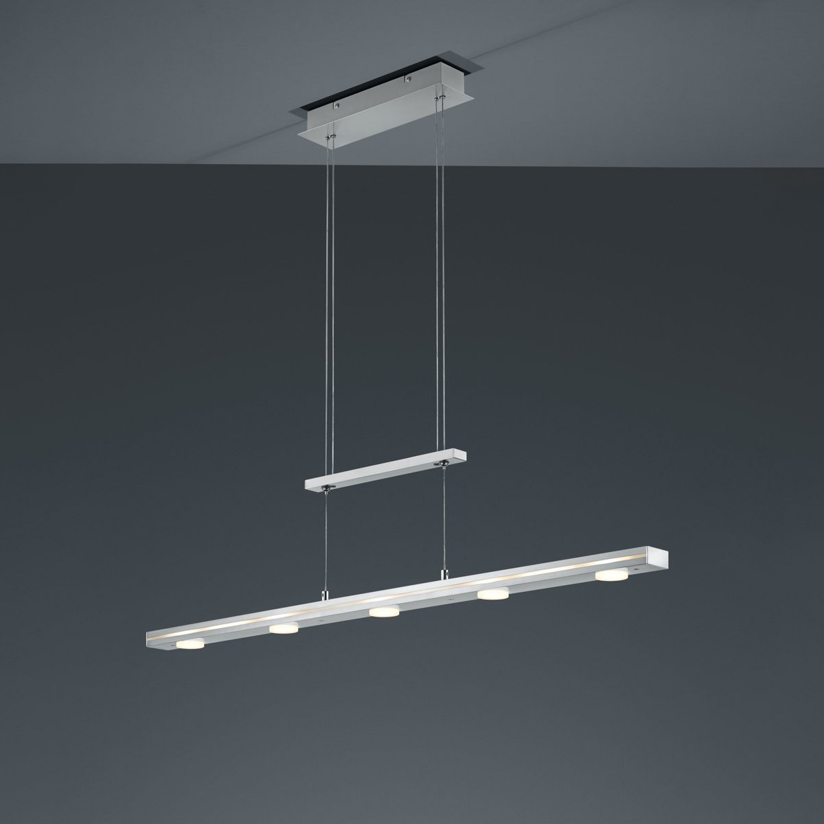 LED Hanglamp - Trion Lacy - 21W - Aanpasbare Kleur - 7-lichts - Dimbaar - Rechthoek - Mat Nikkel - Aluminium