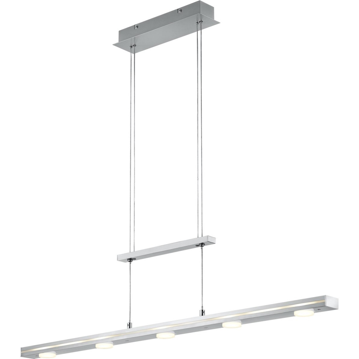 LED Hanglamp - Trion Lacy - 21W - Aanpasbare Kleur - 7-lichts - Dimbaar - Rechthoek - Mat Nikkel - Aluminium