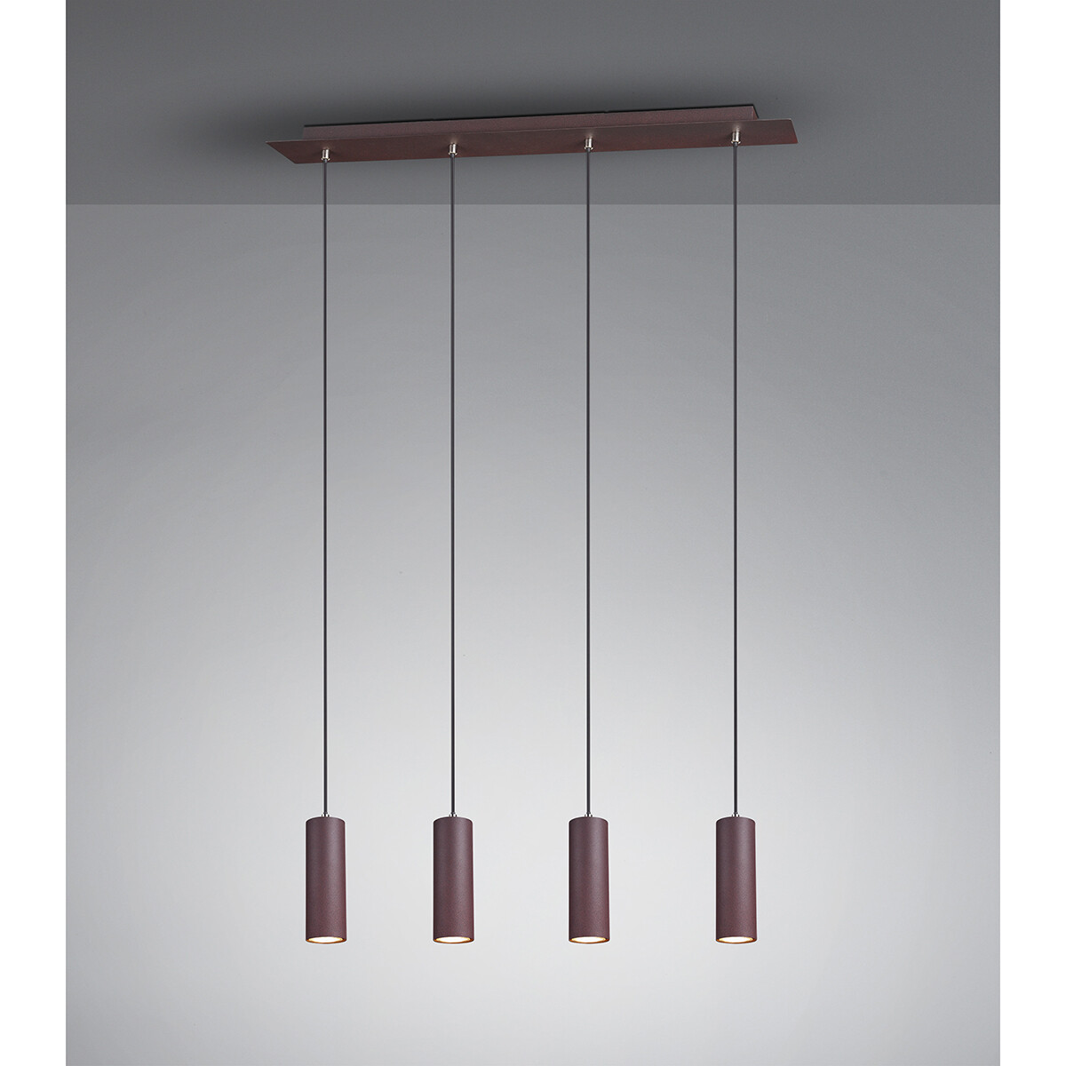 LED Hanglamp - Trion Mary - GU10 Fitting - 4-lichts - Rechthoek - Roestkleur - Aluminium