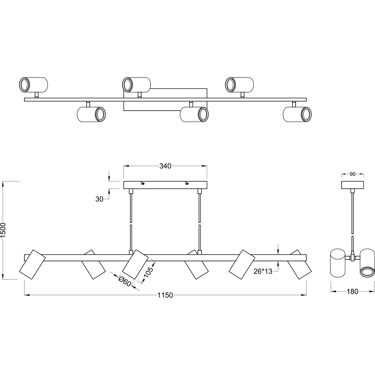 LED Hanglamp - Trion Milona - GU10 Fitting - 6-lichts - Rond - Mat Goud - Aluminium