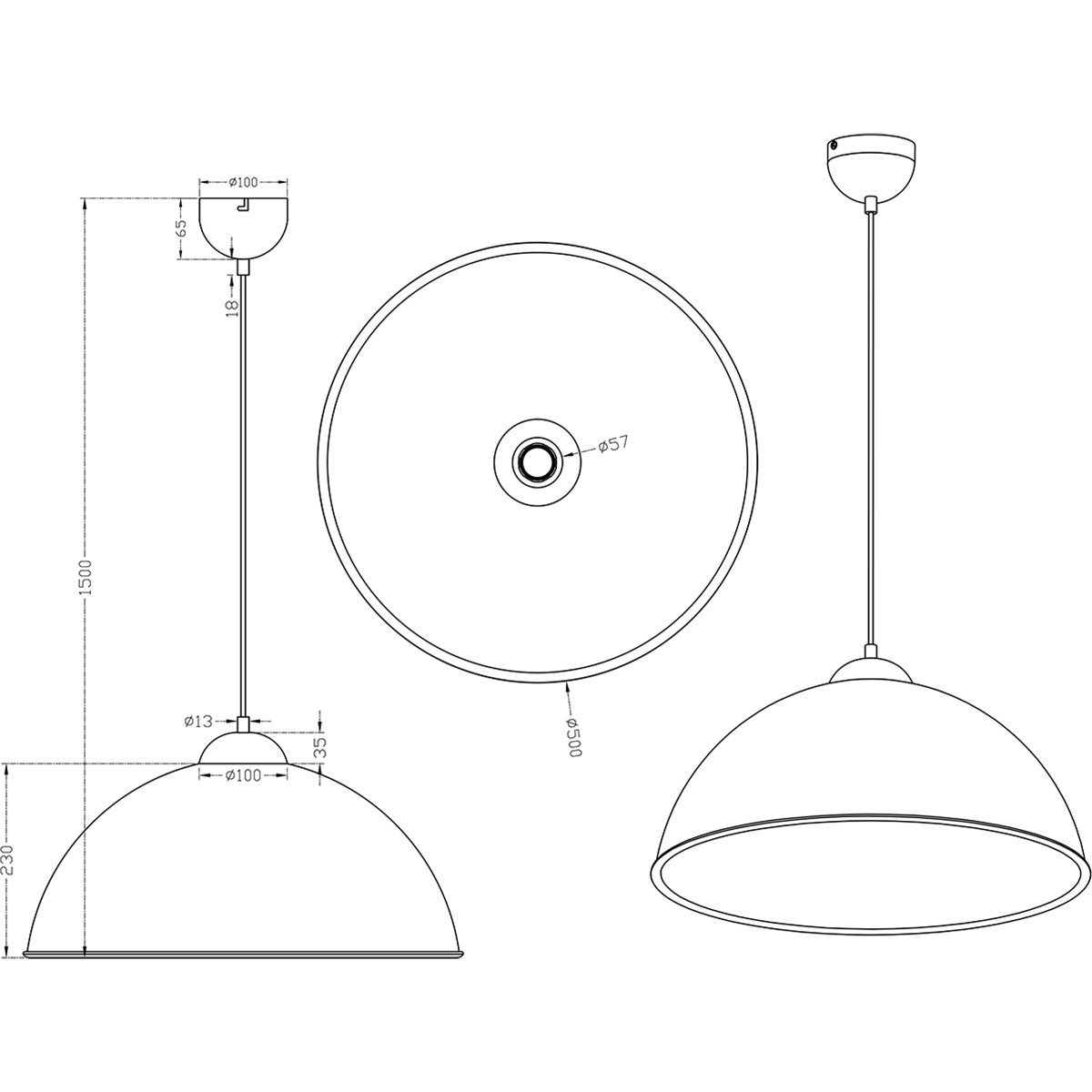 LED Hanglamp - Trion Romy - E27 Fitting - Rond - Mat Zwart Aluminium