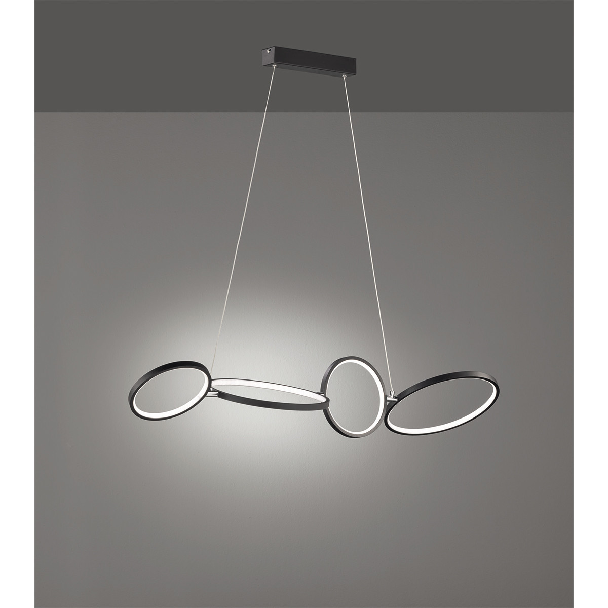 LED Hanglamp - Trion Rondy - 37W - Warm Wit 3000K - Dimbaar - Rechthoek - Mat Zwart - Aluminium