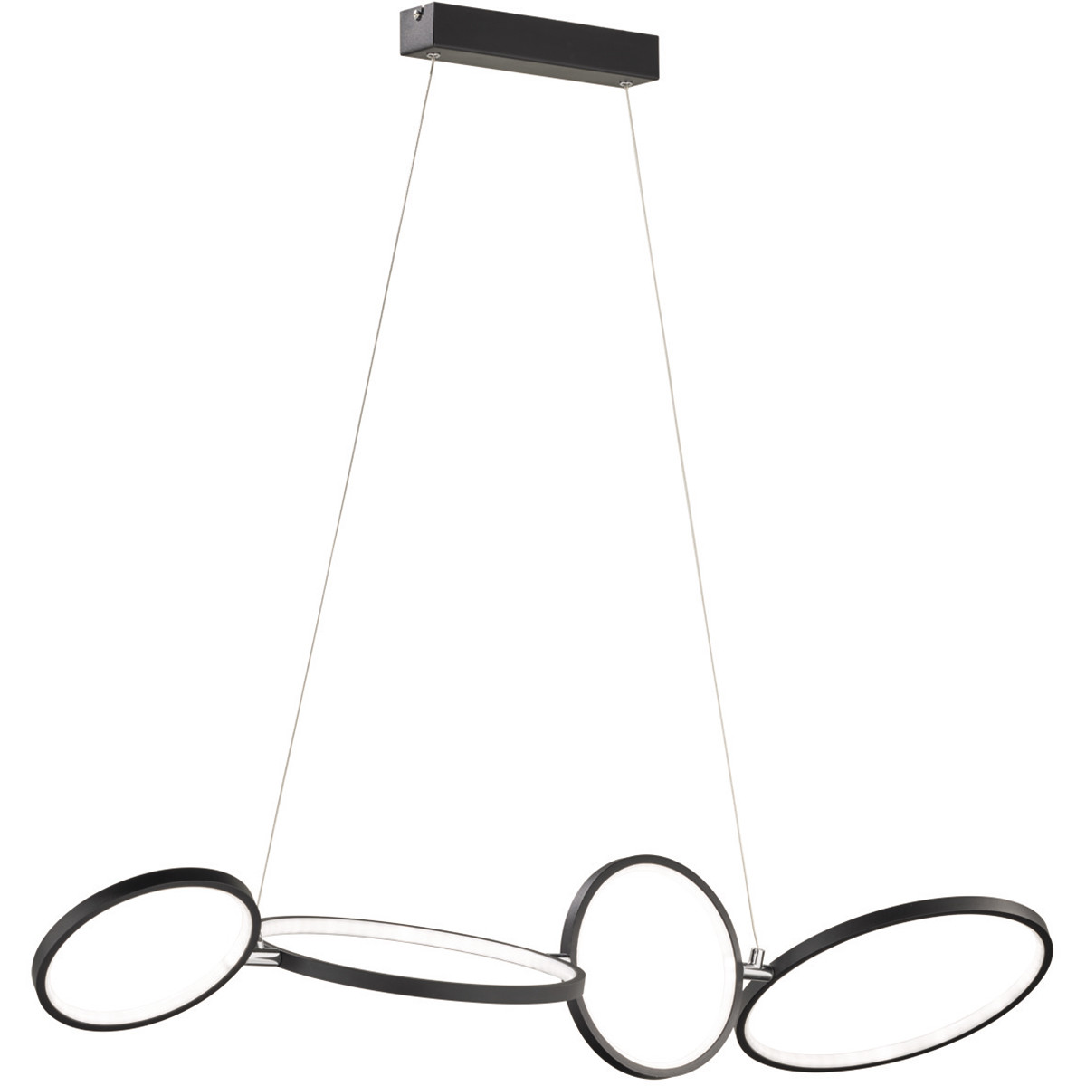 LED Hanglamp - Trion Rondy - 37W - Warm Wit 3000K - Dimbaar - Rechthoek - Mat Zwart - Aluminium