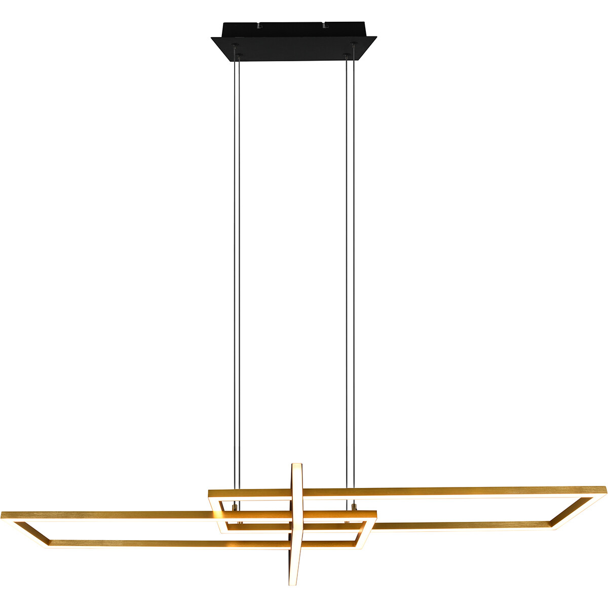 LED Hanglamp - Trion Salana - 34W - Warm Wit 3000K - Dimbaar - Rechthoek - Mat Zwart/Goud - Aluminium