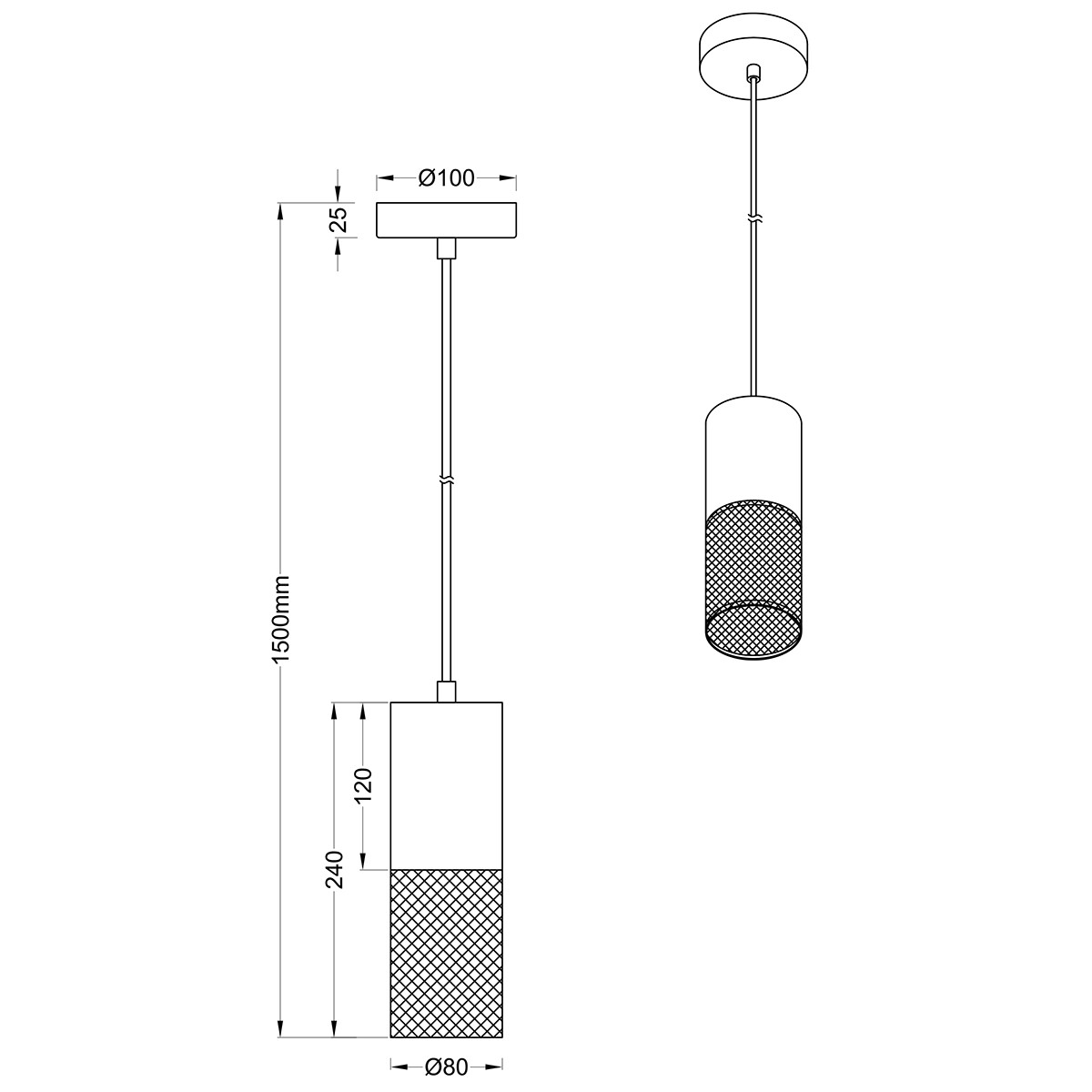 LED Hanglamp - Trion Yosh - E27 Fitting - 1-lichts - Rond - Mat Zwart - Aluminium