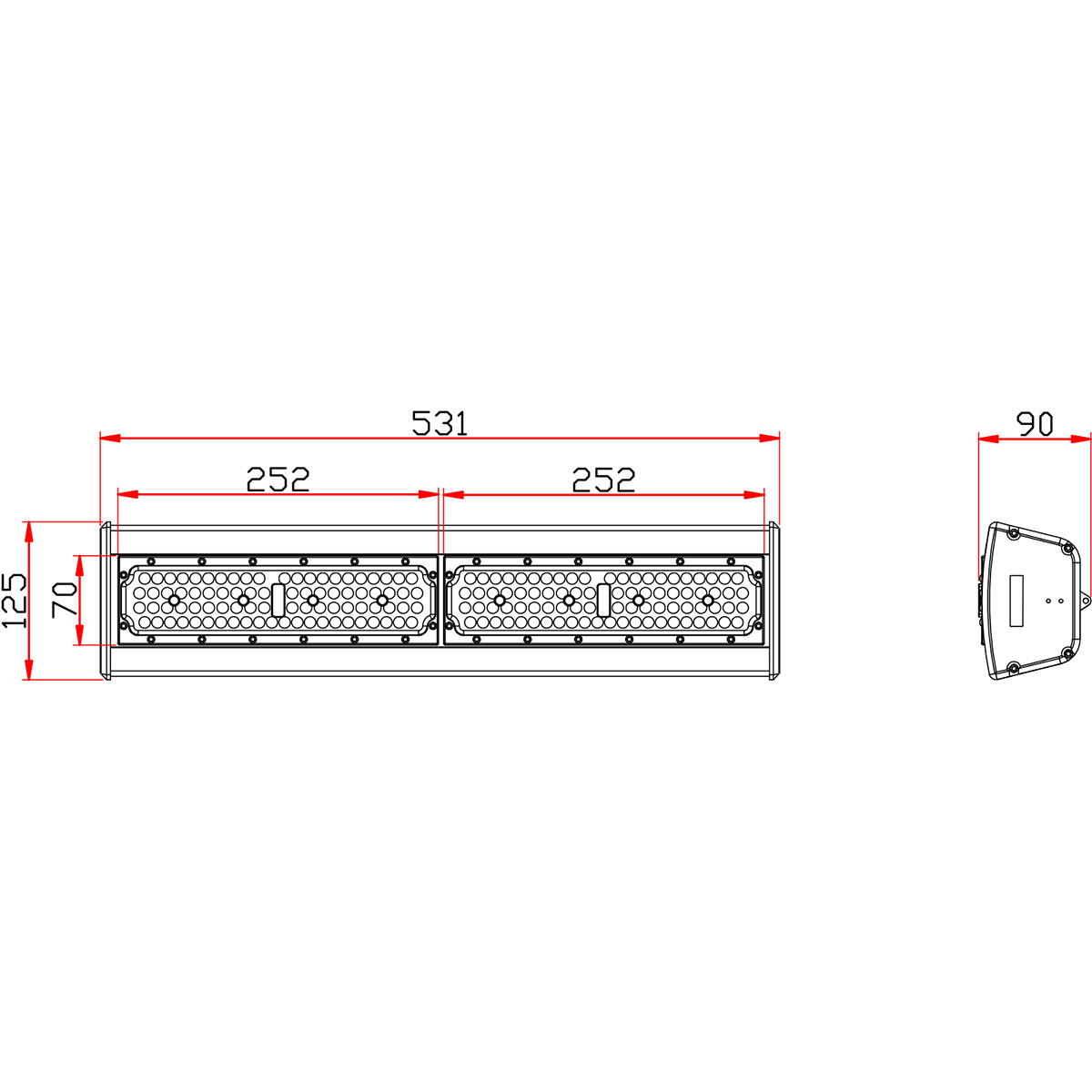 LED High Bay Lineair - Rinzu Lin - 100W - 150LM/W - 860 6000K - Dimbaar 0-10V - IP65 - Sosen Driver - Sanan LEDs