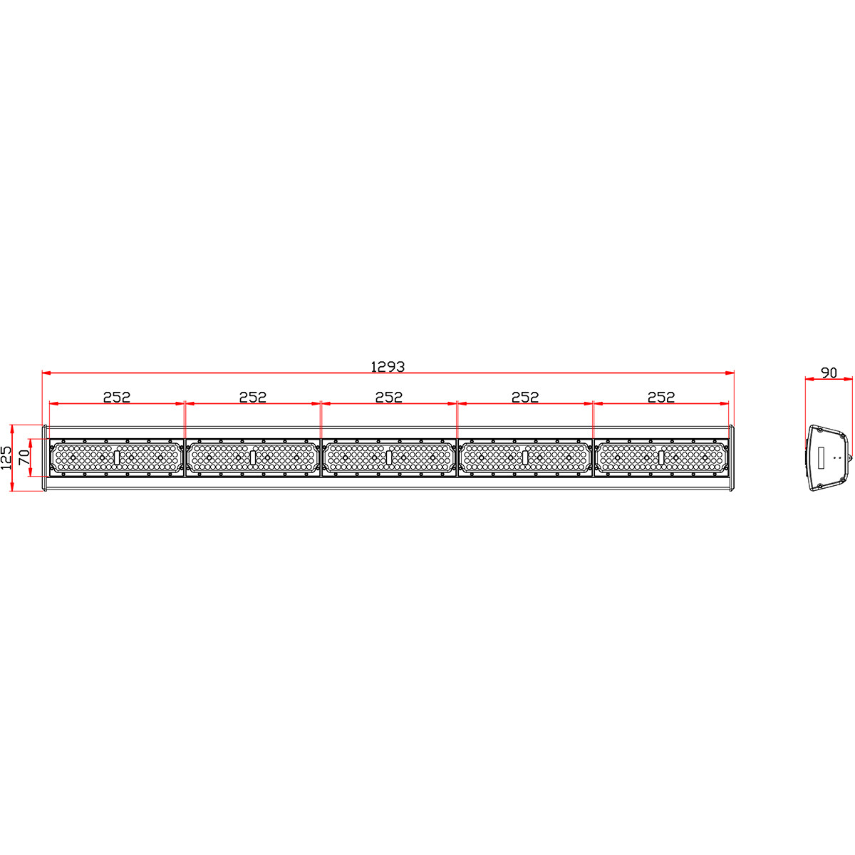 LED High Bay Lineair - Rinzu Lin - 250W - 150LM/W - 840 4000K - Dimbaar 0-10V - IP65 - Sosen Driver - Sanan LEDs