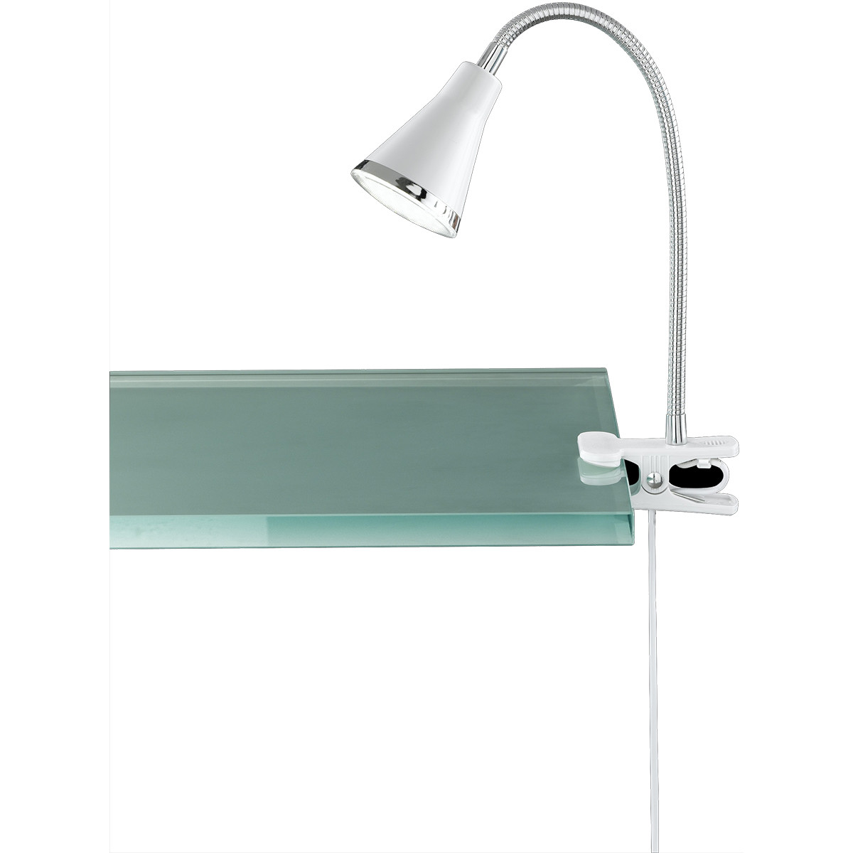 LED Klemlamp - Trion Arora - 3W - Warm Wit 3000K - Glans Wit - Kunststof