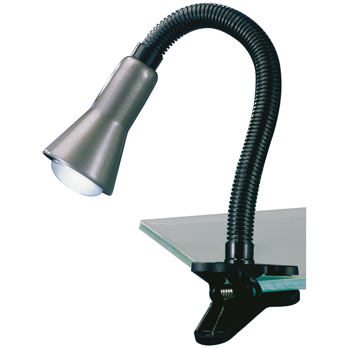 LED Klemlamp - Trion Fexy - E14 Fitting - Glans Grijs - Kunststof