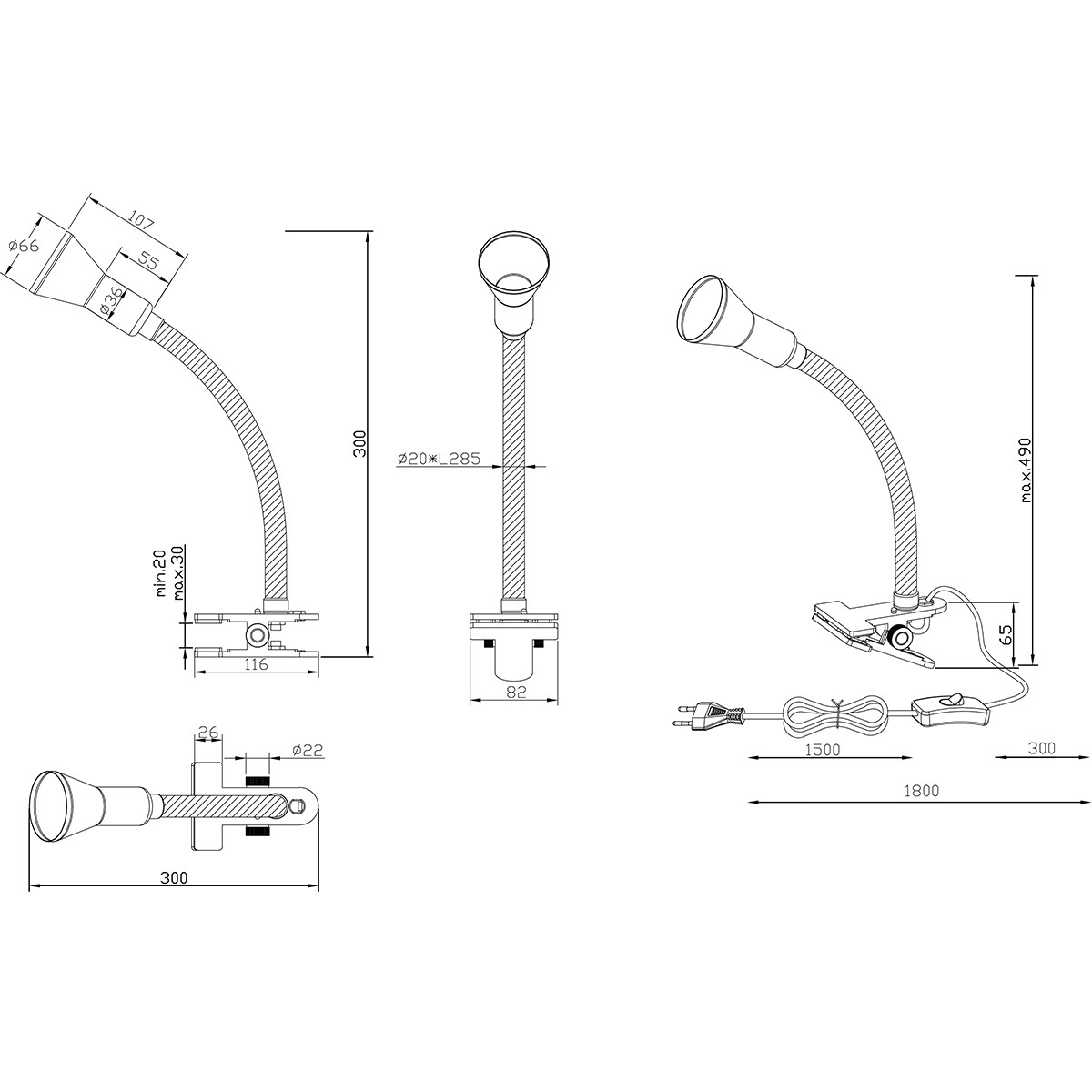 LED Klemlamp - Trion Fexy - E14 Fitting - Glans Wit - Kunststof